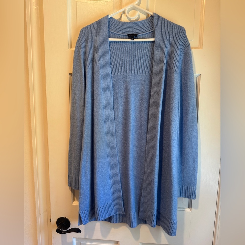 Talbots Light Blue Open Front Cardigan